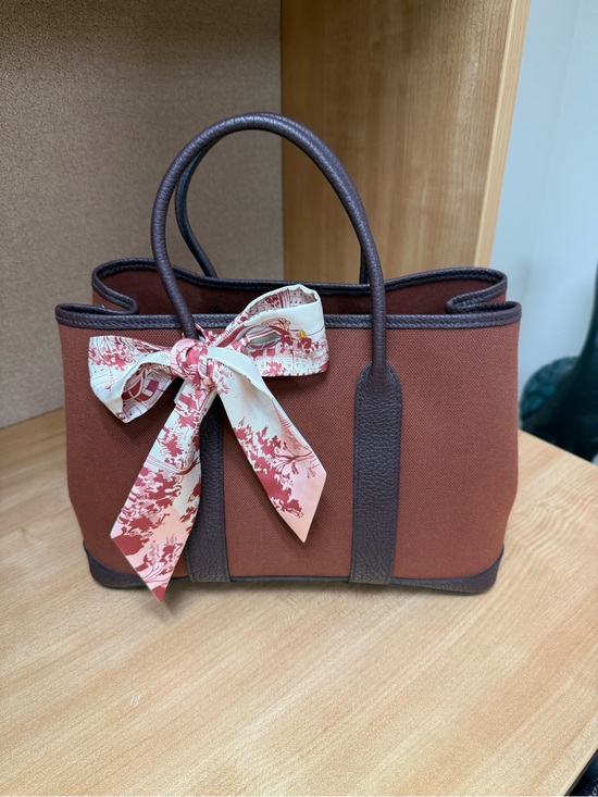 Hermes Handbags - FINAL CALL- Authentic Toile Hermes Garden Party 30 with leather trim